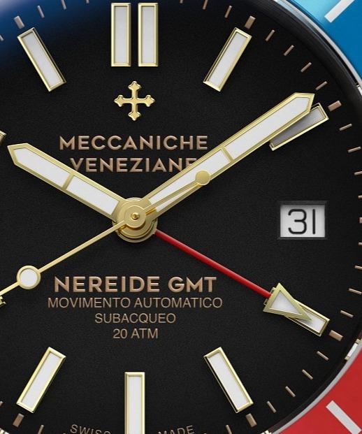 Zegarek męski Meccaniche Veneziane Nereide GMT Diaspro PVD Automatic