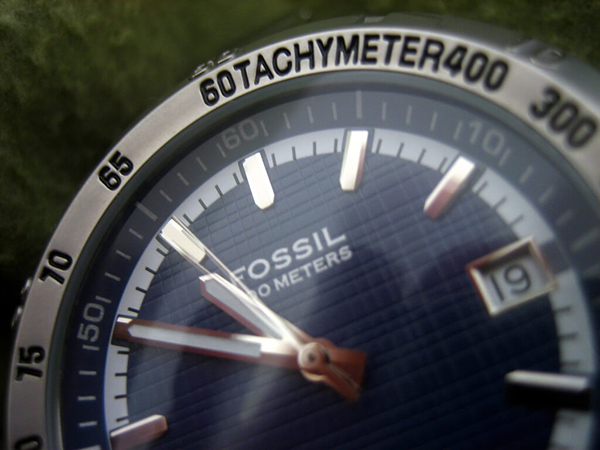 Fossil watch with tachymeter