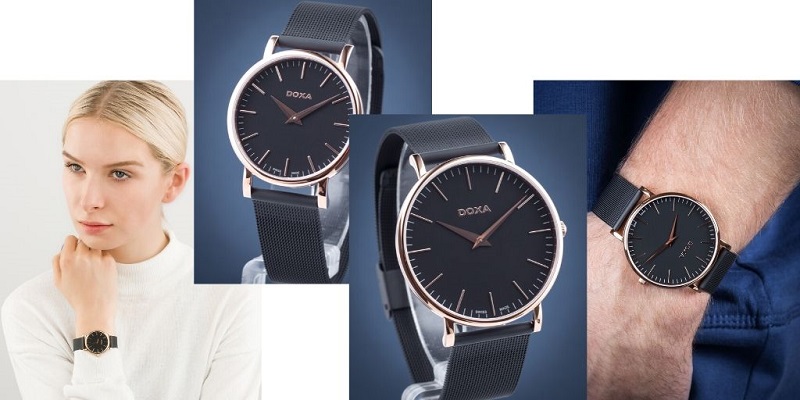 zegarek damski Doxa D-Light 173-95-101m-15 i zegarek męski Doxa D-Light 173-90-101m-15 kolaż