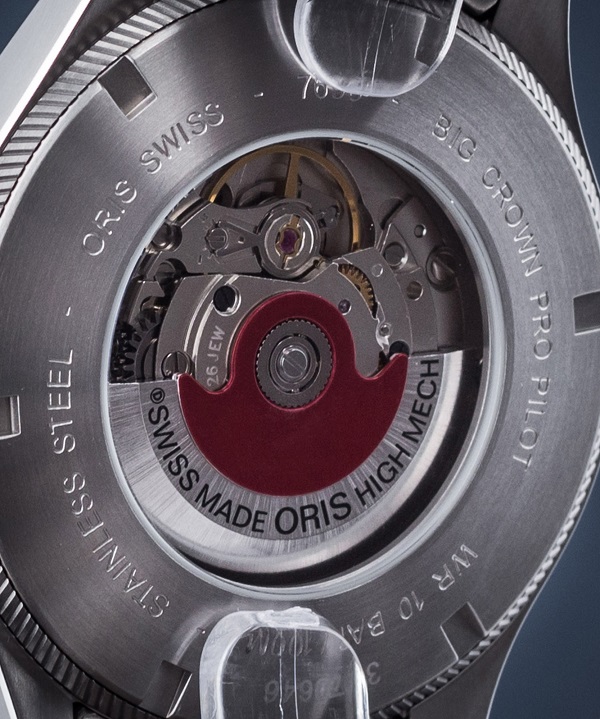 zegarek Oris mechanizm czerwony wahnik