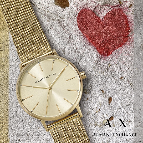 złoty zegarek Armani Exchange lifestyle