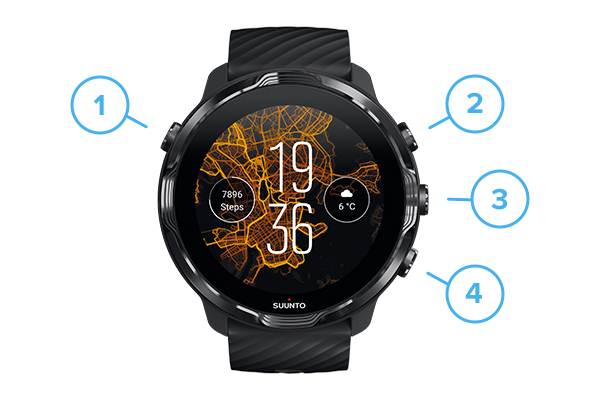 Smartwatch Suunto 7 przyciski