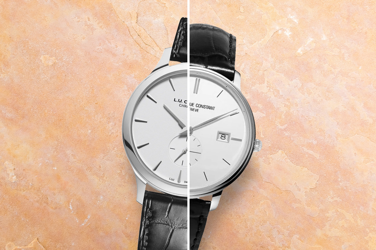 Zegarek męski Frederique Constant Slimline Midsize Gents vs. Chopard L.U.C XPS alternatywa 