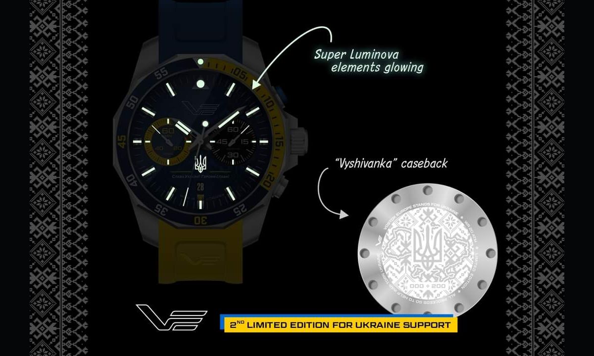 Podświetlenie i dekiel zegarka Vostok Europe Slava Ukraini 2nd 6S21-225A466