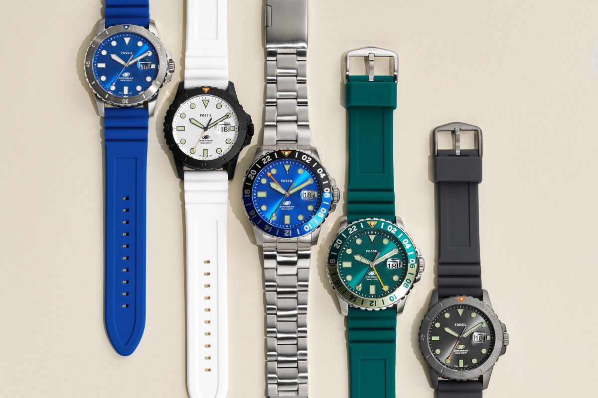 Kolory zegarków Fossil Blue i Fossil Blue GMT 2023