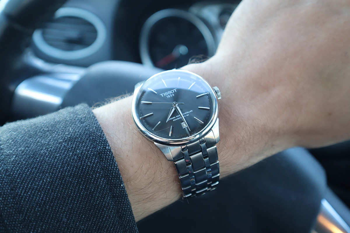 Zegarek dla mężczyzn Tissot Chemin des Tourelles Powermatic 80 na ręku męskim
