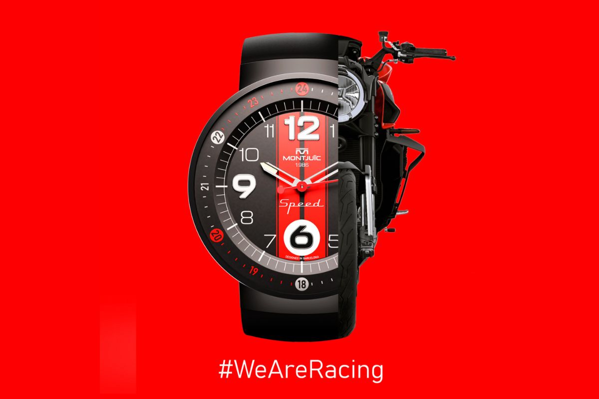 Zegarek męski Montjuic Speed Sport Red Stripes PVD