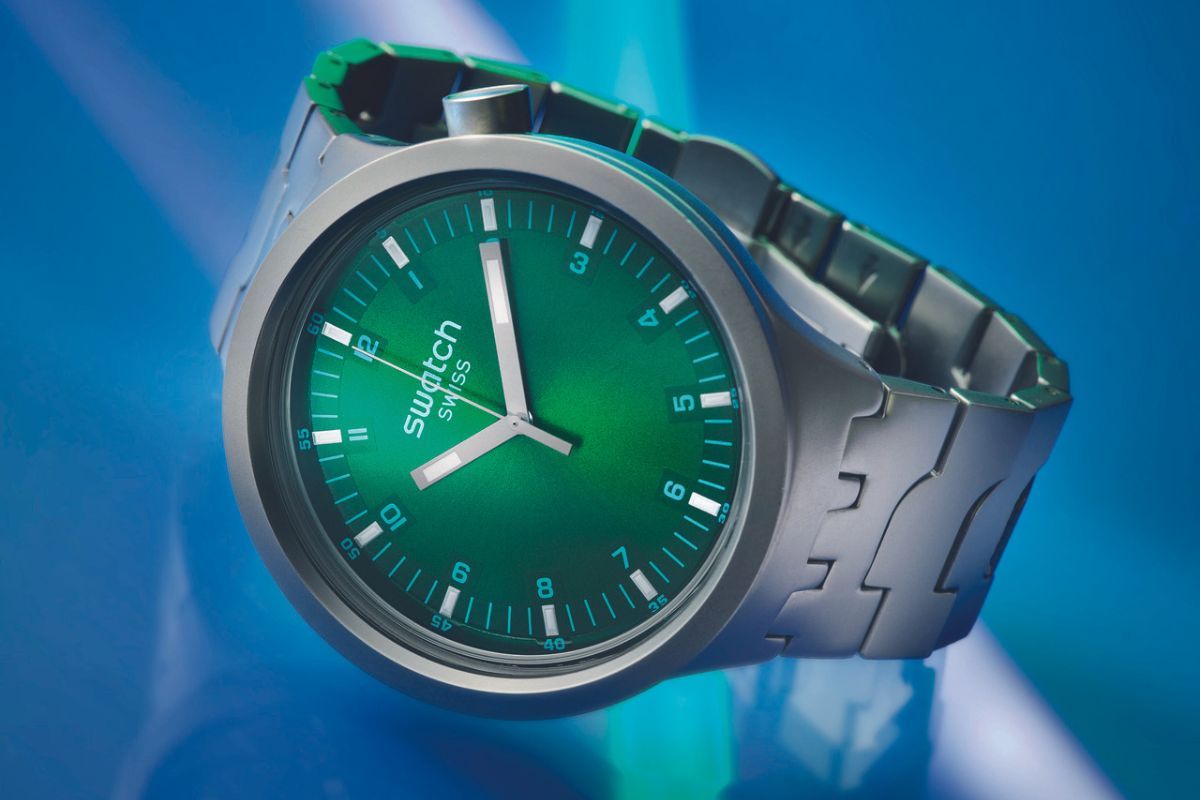 Swatch Big Bold stal zielony
