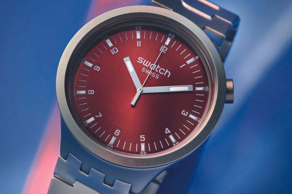 Swatch Big Bold Irony stal czerwony