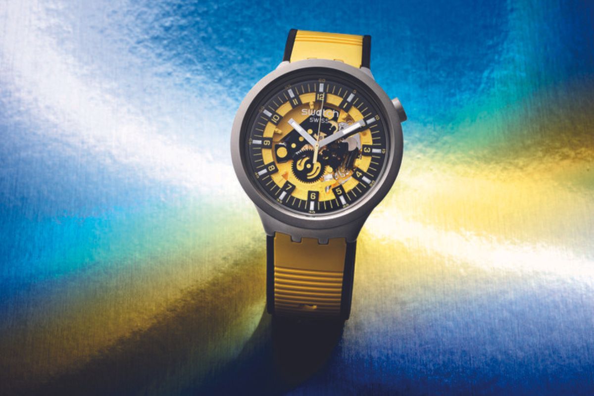 Swatch Big Bold Irony bioceramika i stal żółty