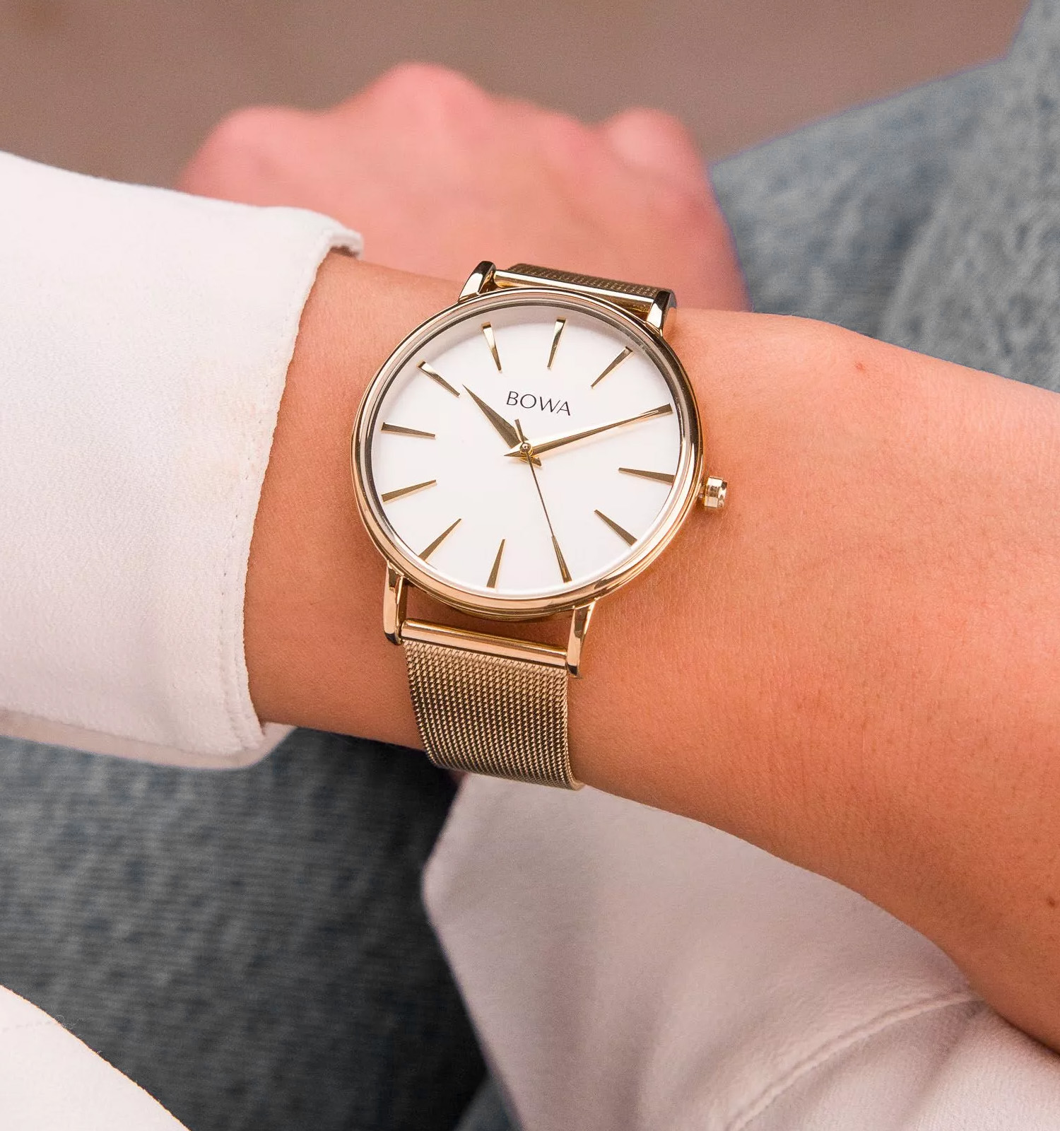 Zegarek damski BOWA Praha Silver-Gold Mesh 38