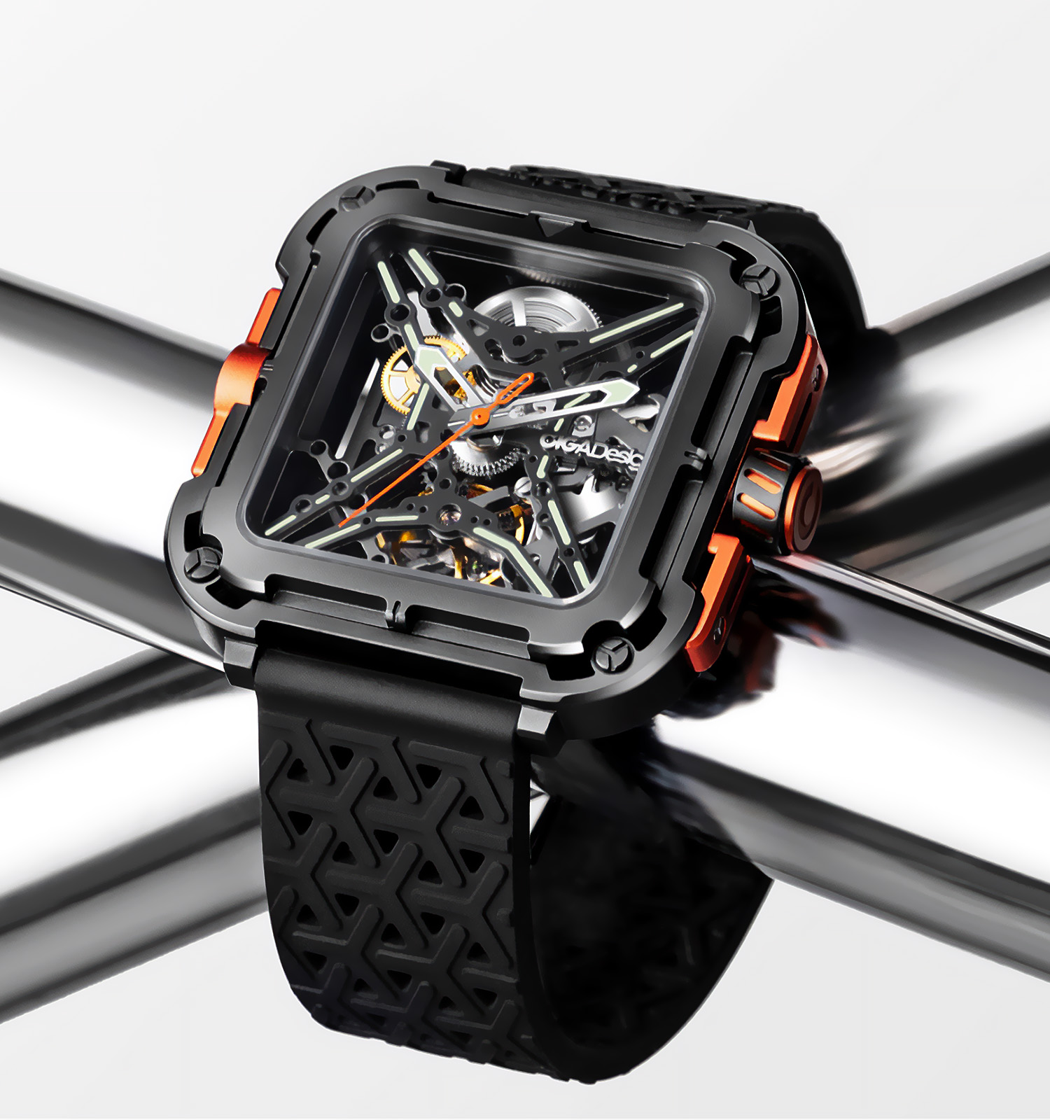 Zegarek męski Ciga Design X Series Gorilla Black & Orange Skeleton Automatic