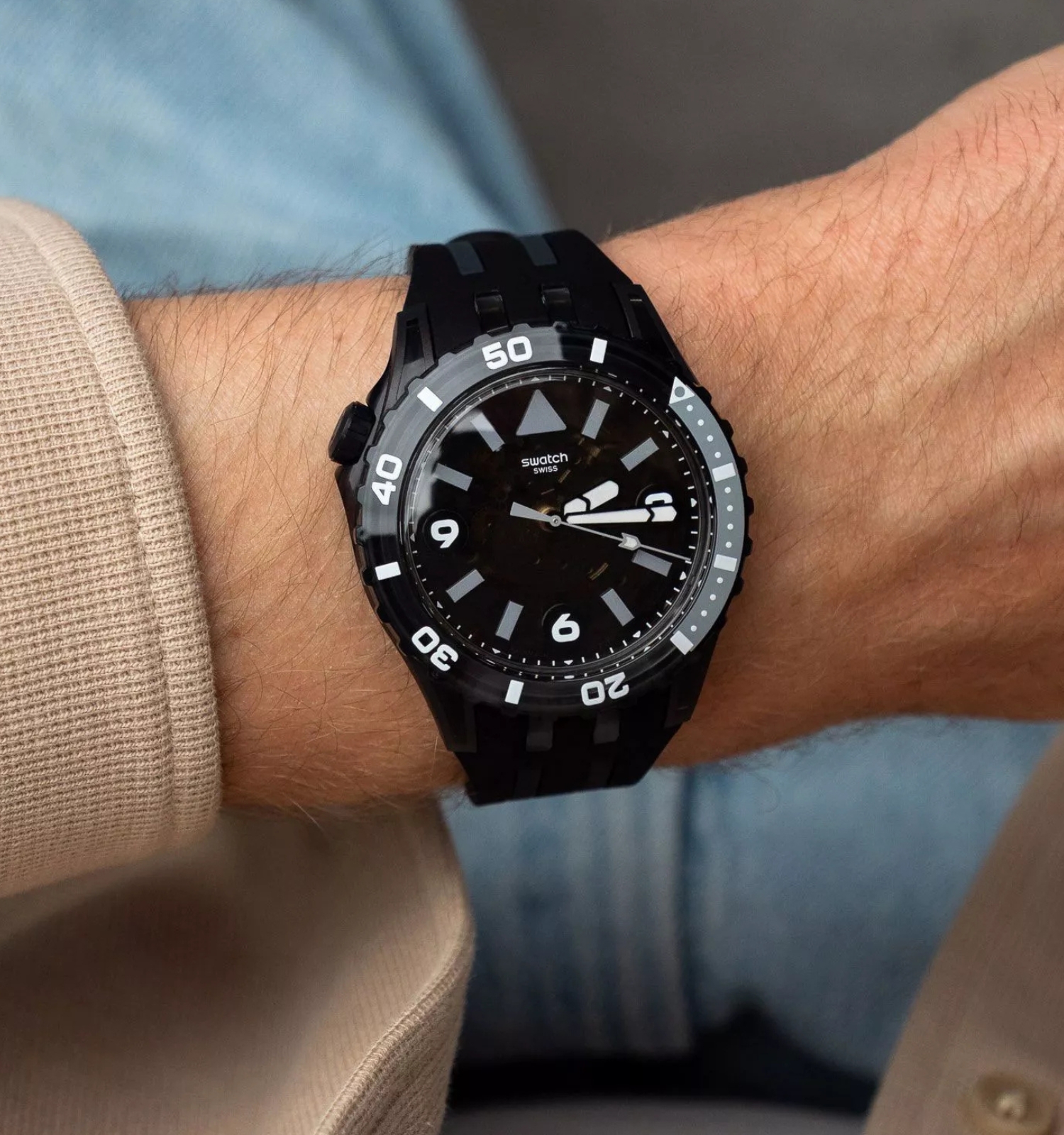 Zegarek Swatch Scubaqua Black Sea Nettle Skeleton