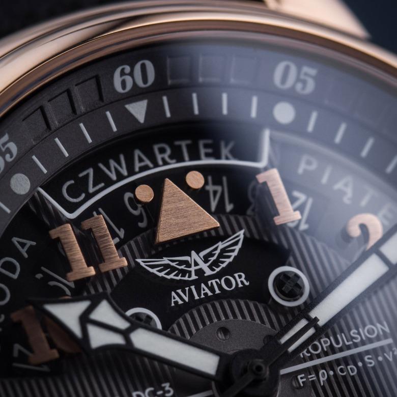 Zegarek Aviator V.3.36.2.294.4 PL - Datownik Day Date