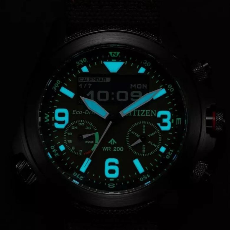 Citizen JV1006-51L - Fluorescencyjne wskazówki i indeksy