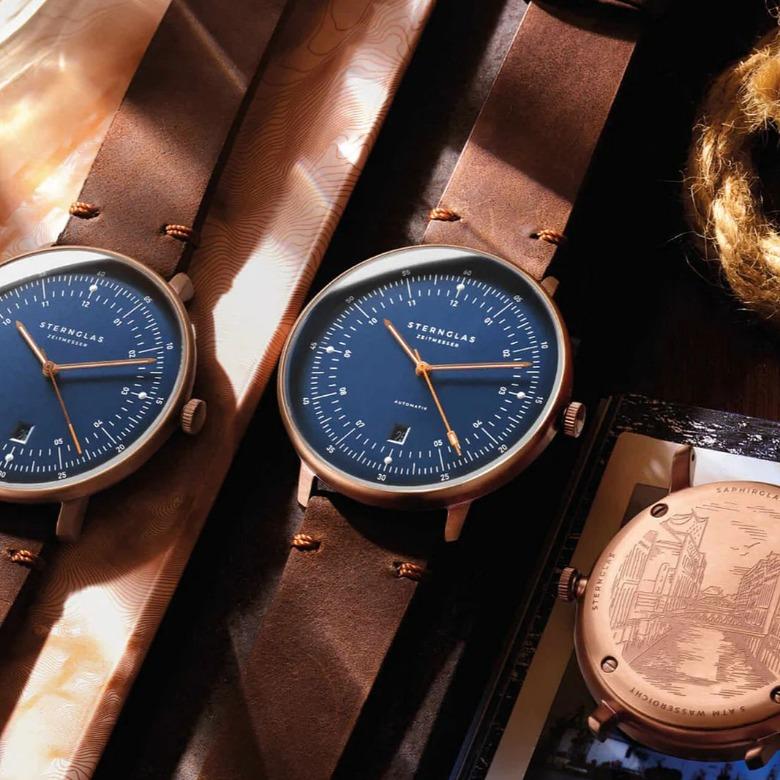Zegarek męski Sternglas Hamburg Dark Blue Bronze S01-HH27-VI17